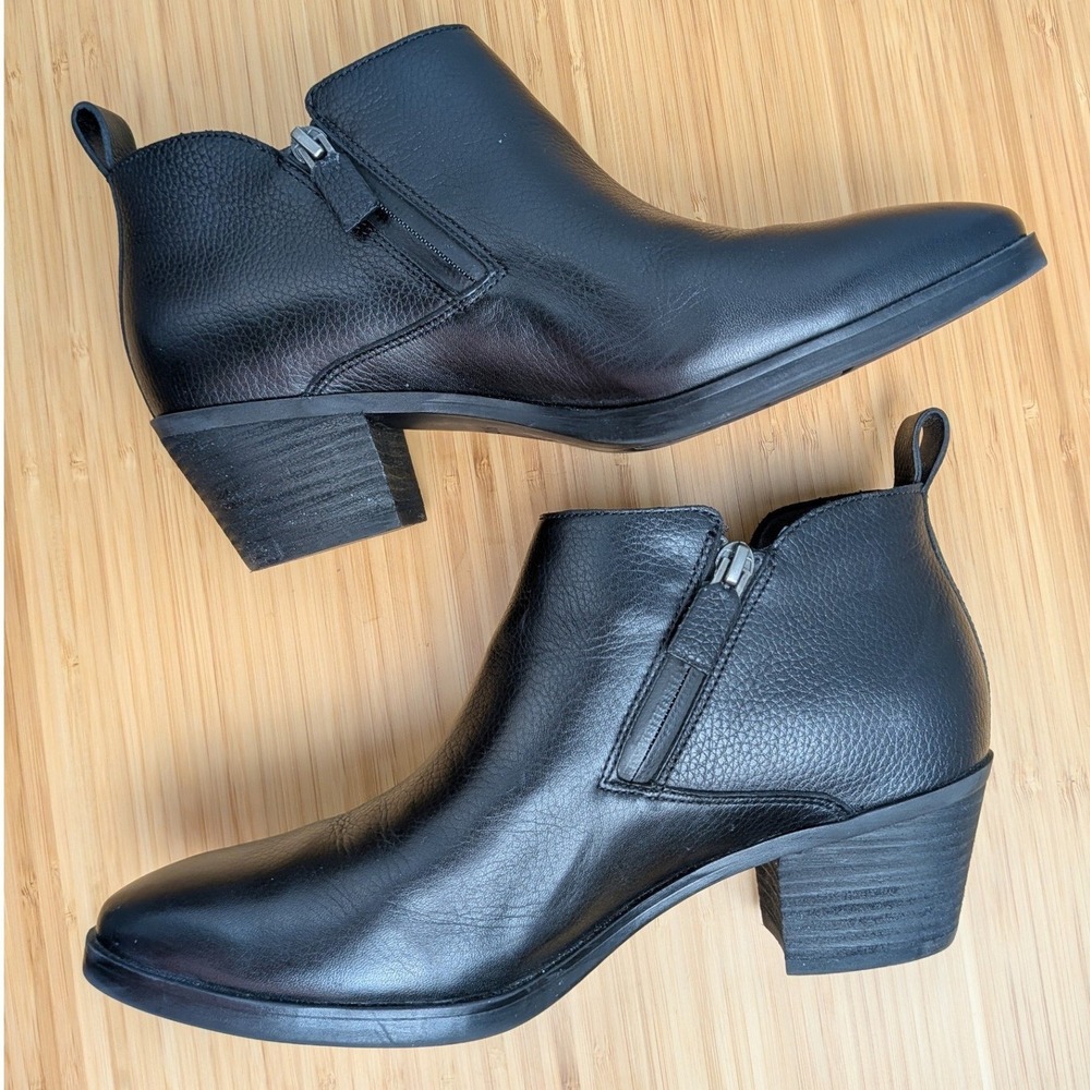 Vionic Boots Cecily Leather Upper Ankle Side Zip Block Heel Black Women Size 8.5 - Picture 5 of 8